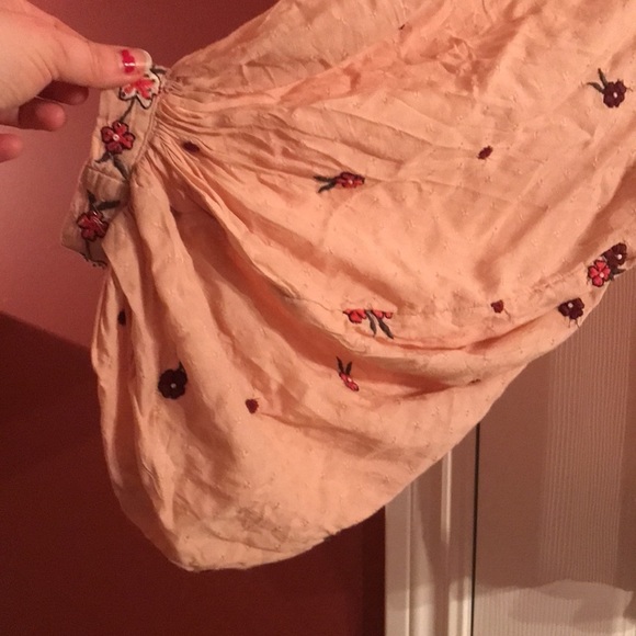 Romantic beaded free people tunic dress top shirt xs 0 2 wide sleeve - Picture 3 of 6